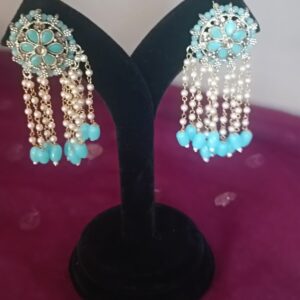 Light blue with white pearls earrings