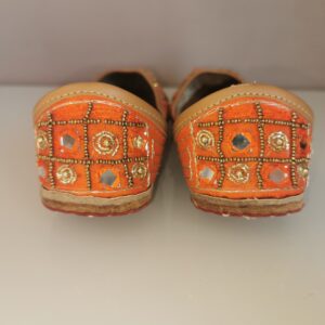 Punjabi Jutti - Orange With Mirror And Golden Parle