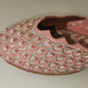 Punjabi Jutti - Pink with Silver Embroidery