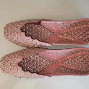 Punjabi Jutti - Pink with Silver Embroidery