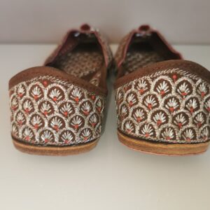 Punjabi Jutti - Brown with Elegant Gold Embroidery