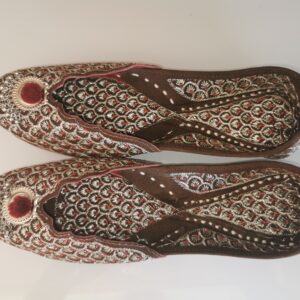Punjabi Jutti - Brown with Elegant Gold Embroidery
